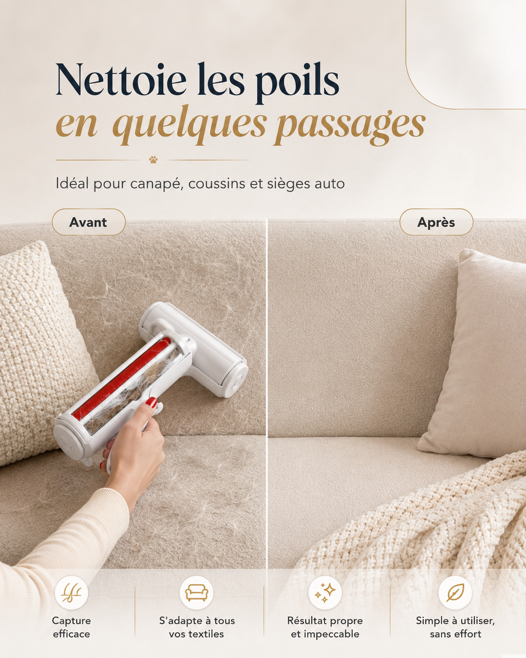 Rouleau Anti-Poils Autonettoyant