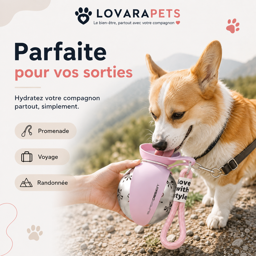 Gourde de Promenade 2-en-1 pour Chien